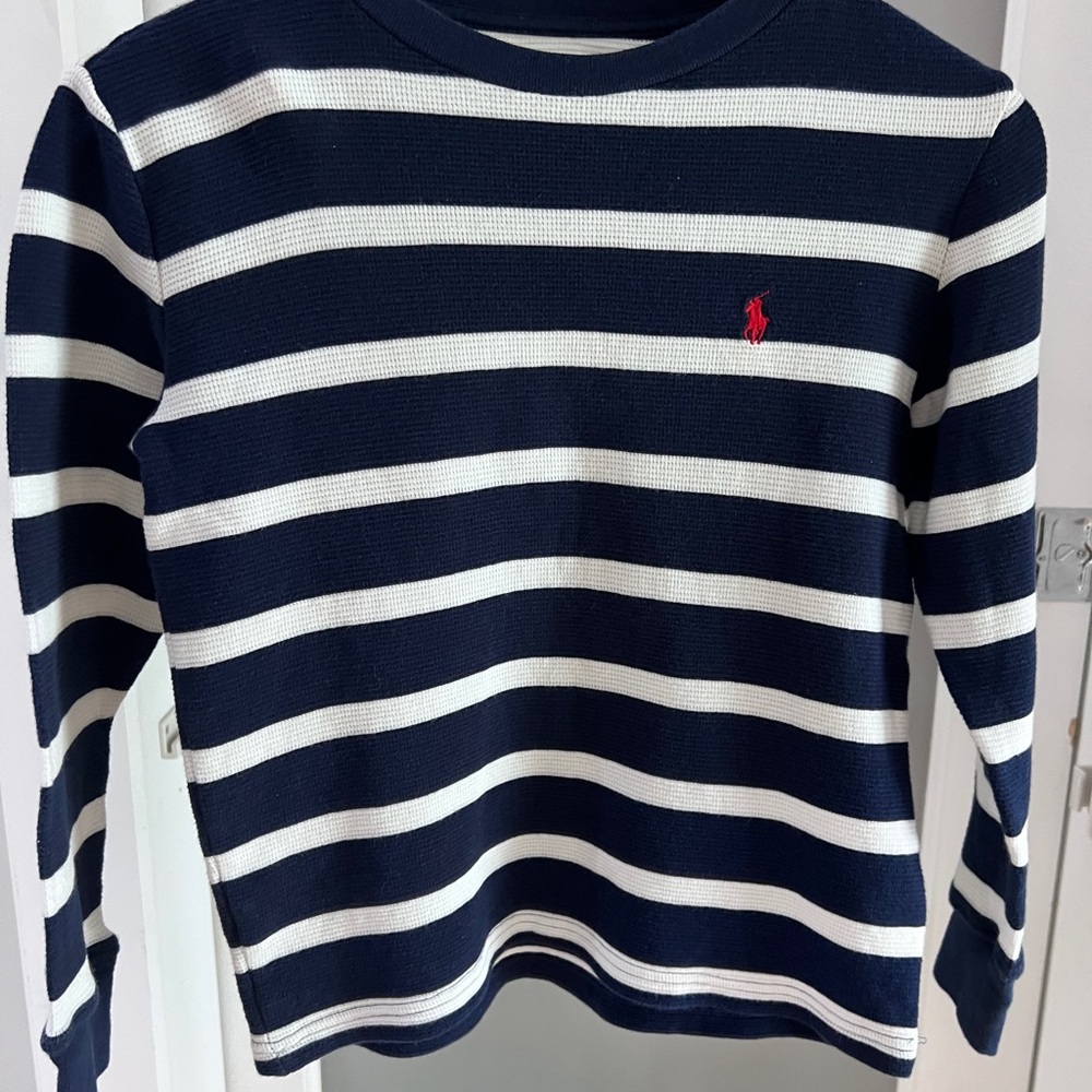 Ralph Lauren Navy and White Striped Kids Shirt